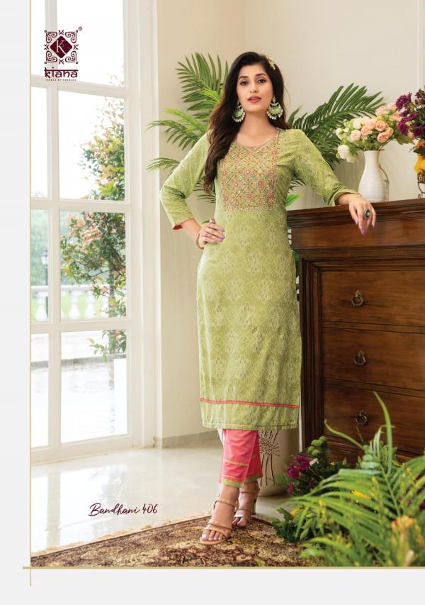 Kiana Bandhani 4 Rayon Embroidery Gotapatti Kurti  Collection 